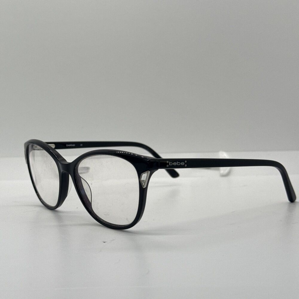 Bebe Eyeglasses Frames BB5178 001 JET Black Cat Eye Swarovski Crystals 53-17-135